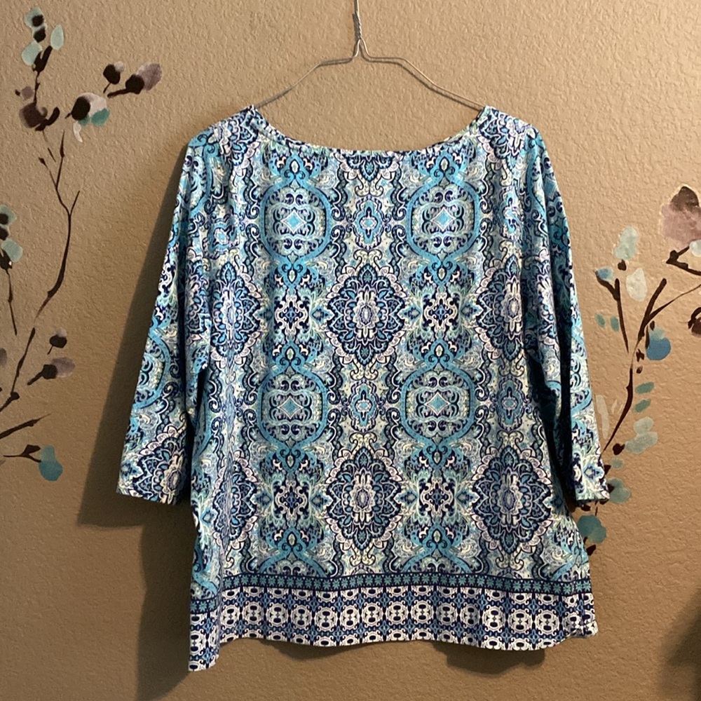 Talbots the Talbots tee BATEAU NECK TEE - IKAT MEDALLION 2X - Picture 4 of 6